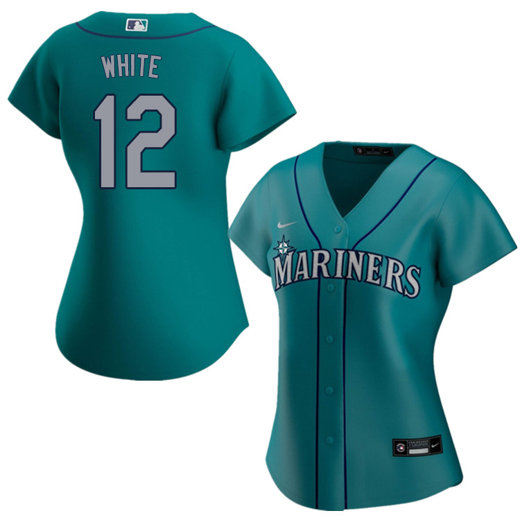 Nike Women #12 Evan White Seattle Mariners Baseball Jerseys Sale-Aqua